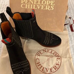Brand new hand crafted booties in rich black suede
